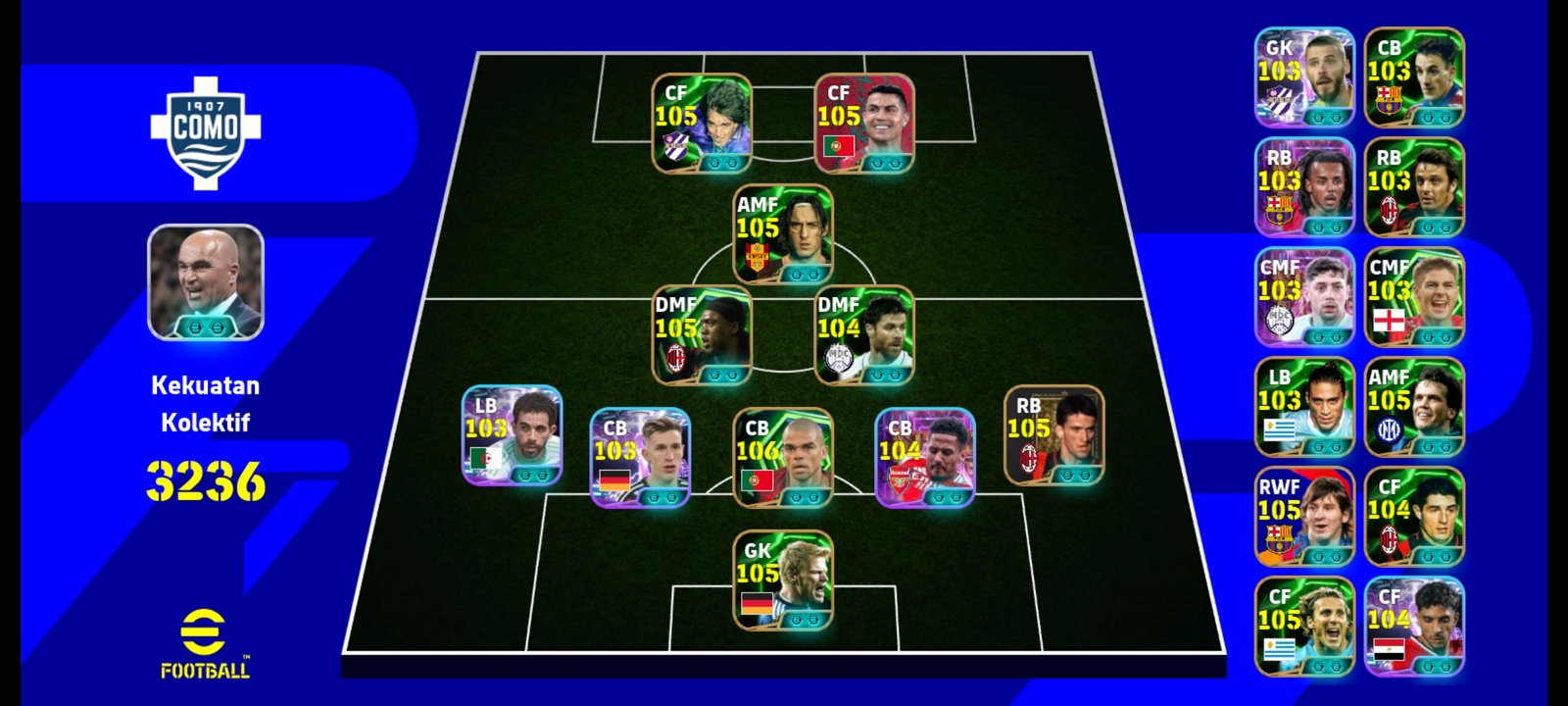 saliba, pepe, seedorf, panucci, marmoush, valverde, kounde, sane, jobe bellingham, g ramos, dll