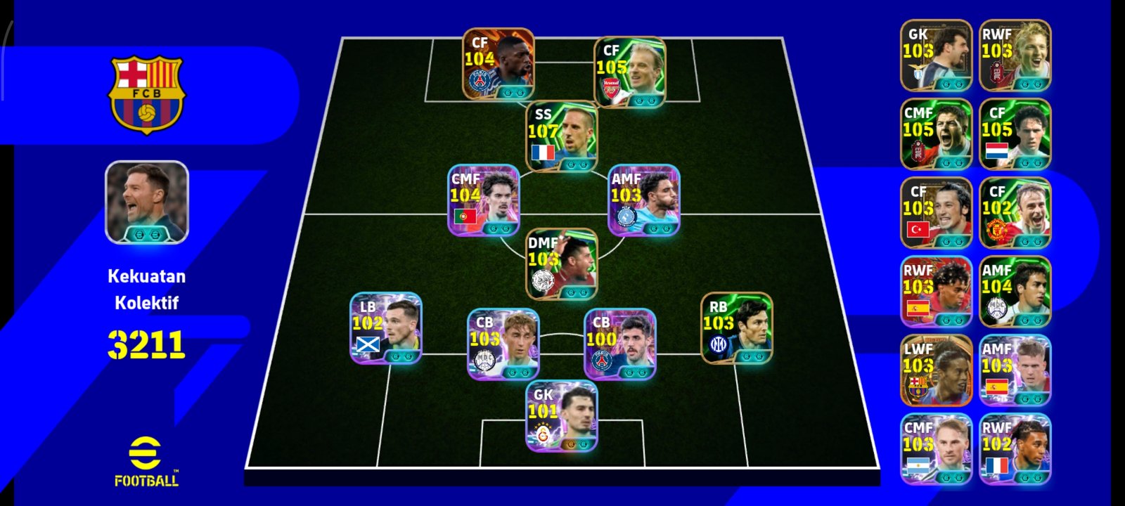 Dembele bt, marmoush, bergkamp, ribery, vitinha, kiper ST